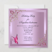 Pretty Pink Butterfly Birthday Party Invitation (Back)