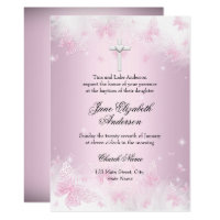 Pretty Pink Butterfly & Cross Baptism Invite