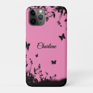Pretty Pink Butterfly Garden Personalized  iPhone 11 Pro Case