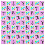 PRETTY PINK BUTTERFLY GYMNASTICS DESIGN FABRIC