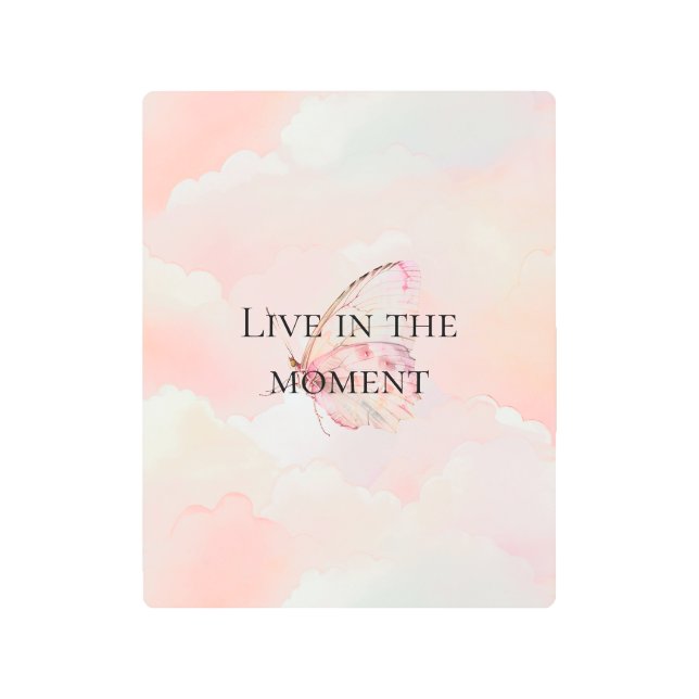 Pretty Pink Butterfly In The Clouds Metal Print (Front)