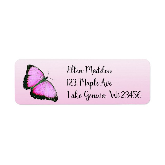 Pretty Pink Butterfly Label (Front)