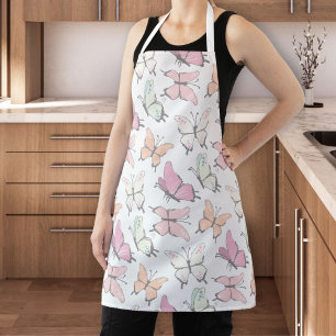 Pretty Pink Butterfly Pattern Apron