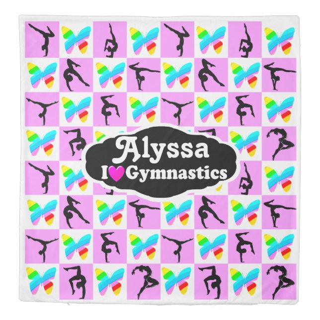 PRETTY PINK BUTTERFLY PERSONALIZED GYMNAST DUVET (Back)