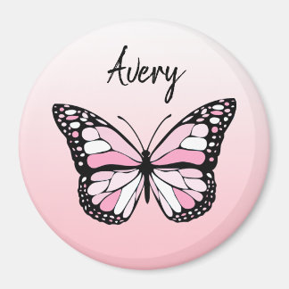 Pretty Pink Butterfly Personalized Name Magnet