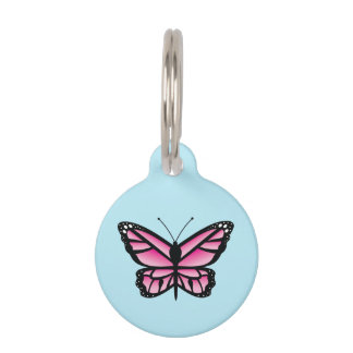 Pretty Pink Butterfly Pet Name Tag