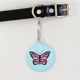 Pretty Pink Butterfly Pet Name Tag