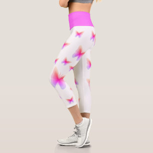 Pretty Pink Butterfly Print Capri Leggings