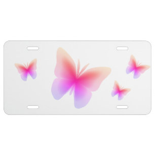 Pretty Pink Butterfly Print License Plate