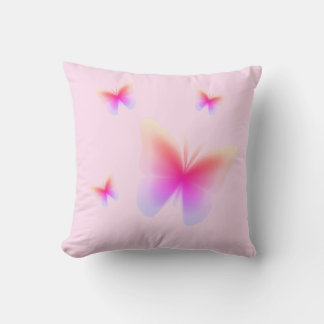 Pretty Pink Butterfly Print on Pink Throw Pillow