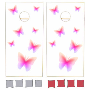 Pretty Pink Butterfly Print Regulation Cornhole Set