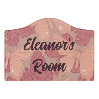 Pretty Pink Butterfly Room Sign