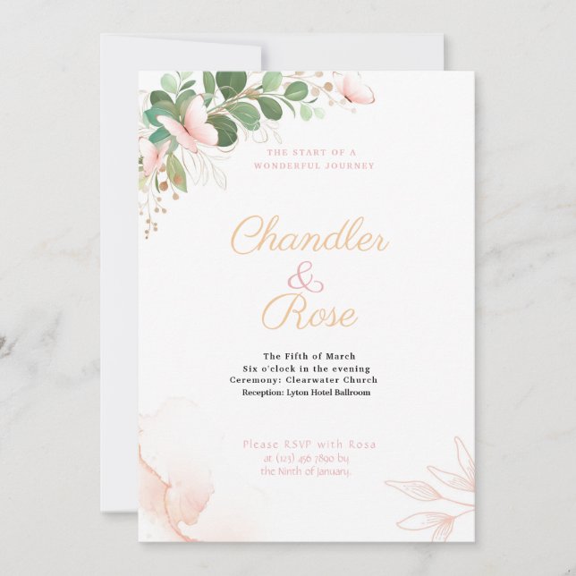 Pretty Pink Butterfly Wedding Invitation (Front)