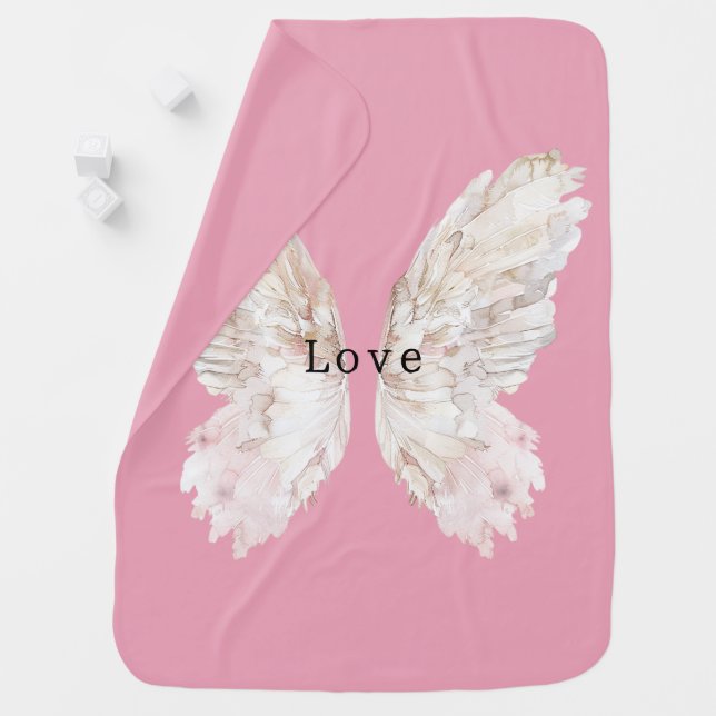 Pretty Pink Butterfly Wings Baby Blanket (In Situ)