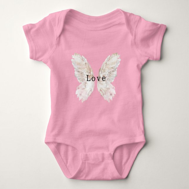 Pretty Pink Butterfly Wings Baby Bodysuit (Front)