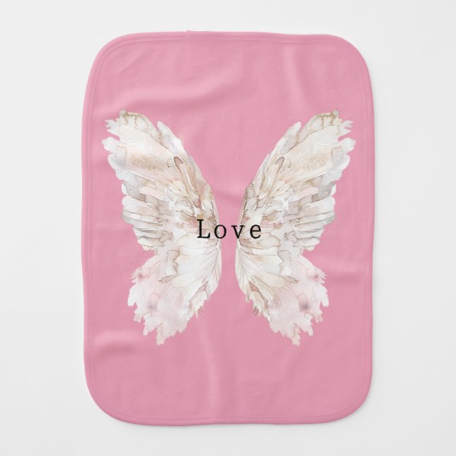 Pretty Pink Butterfly Wings Baby Burp Cloth (Front)