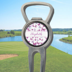 Pretty pink butterfly with custom name ladies divot tool