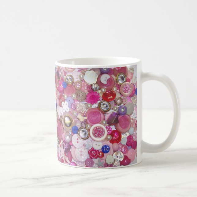 Pretty Pink Button Collage Coffee Mug (Right)
