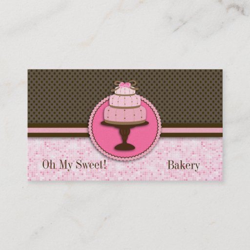 Customizable Pretty Pink Cake Bakery : Business Cards