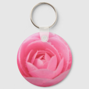 Pretty Pink Camellia Flower Keychain