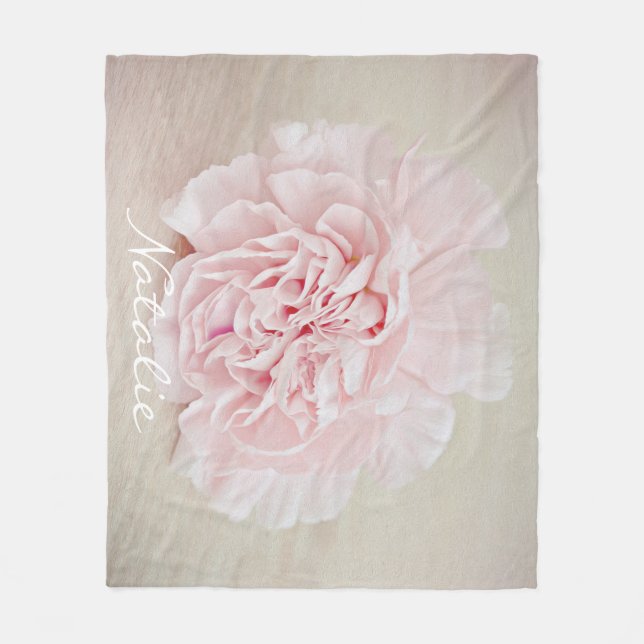 Pretty Pink Carnation by JoMazArt Fleece Blanket (Front)