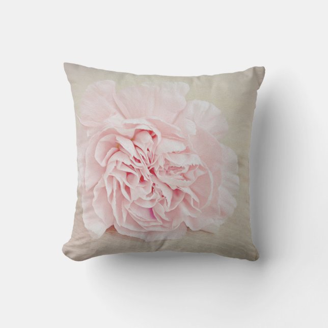 Pretty Pink Carnation by JoMazArt Throw Pillow (Front)