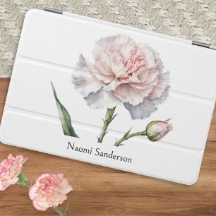Pretty Pink Carnation Watercolor Floral iPad Mini Cover