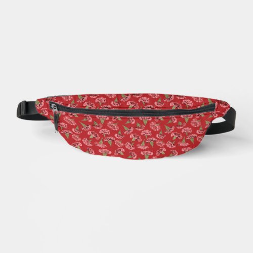 Pretty Pink Carnations on Red Patterned Fanny Pack