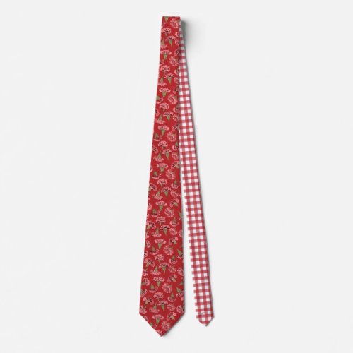 Pretty Pink Carnations on Red Patterned Neck Tie