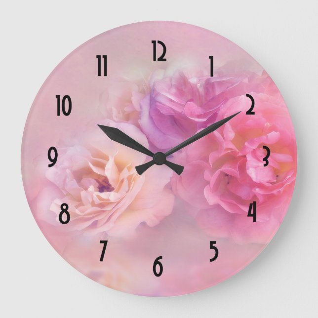 Pretty Pink Carnations Photograph Large Clock (Front)