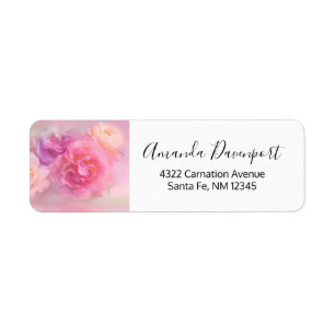 Pretty Pink Carnations Stylish Photograph Label