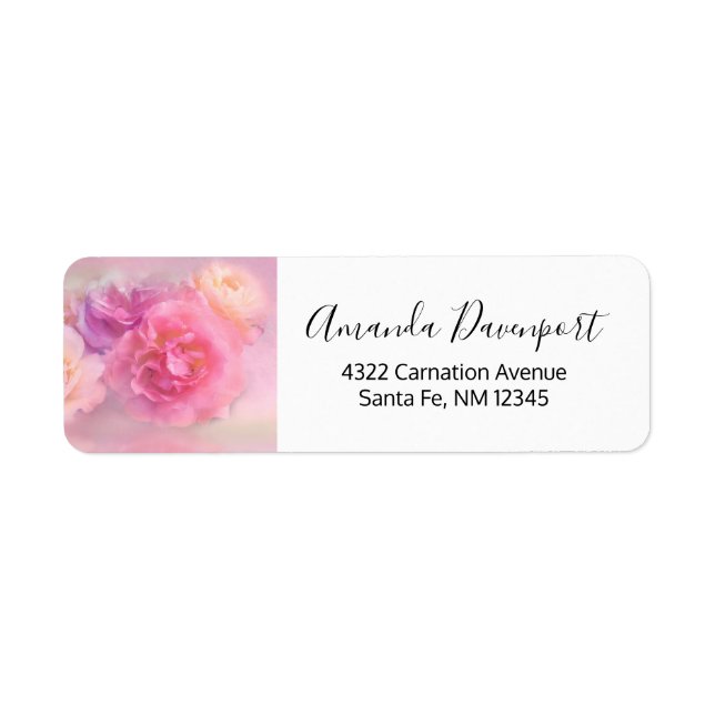 Pretty Pink Carnations Stylish Photograph Label (Front)