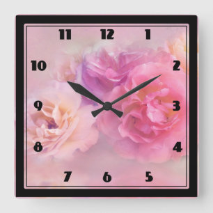 Pretty Pink Carnations Stylish Photograph Square Wall Clock