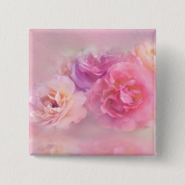 Pretty Pink Carnations Stylish Photography Button (Front)