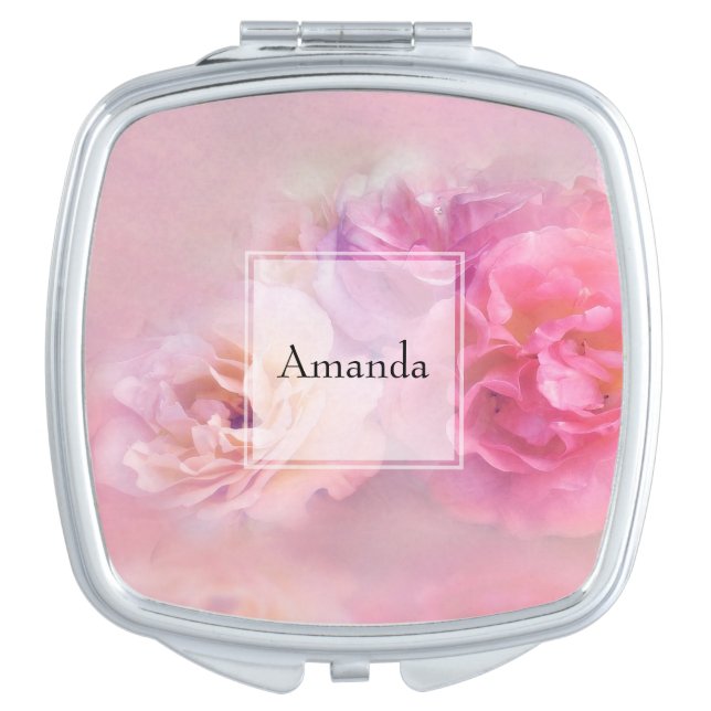Pretty Pink Carnations Stylish Photography Compact Mirror (Front)