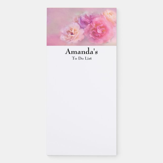 Pretty Pink Carnations Stylish Photography Magnetic Notepad (Front)