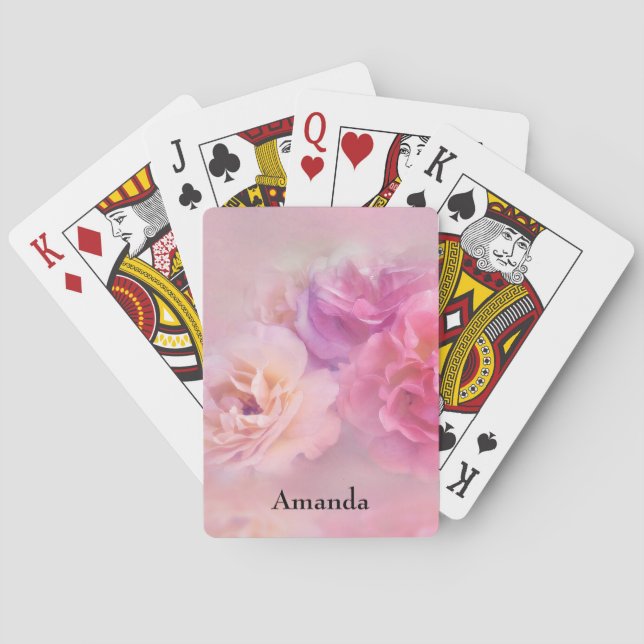 Pretty Pink Carnations Stylish Photography Poker Cards (Back)