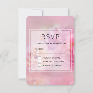 Pretty Pink Carnations Stylish Photography Wedding RSVP Card