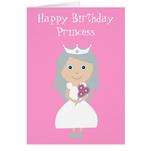 Pretty pink cartoon Princess Birthday card | Zazzle