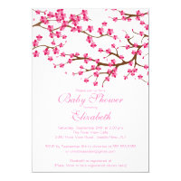 Pretty Pink Cherry Blossom Floral Baby Shower Card