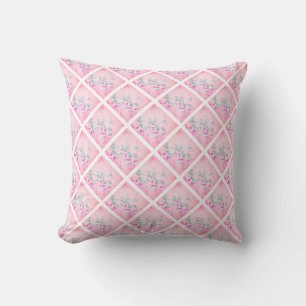 PRETTY PINK CHERRY BLOSSOM FLORAL Vintage Throw Pillow