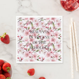 Pretty Pink Cherry Blossom Flowers Bridal Shower Napkins