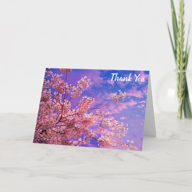Pretty Pink Cherry Blossom Thank You Card (Front)