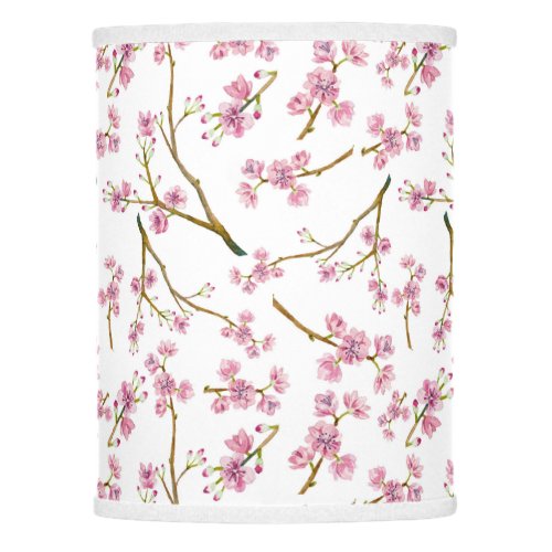 Pretty Pink Cherry Blossom Watercolor Pattern Lamp Shade