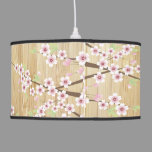 Pretty Pink Cherry Blossom with Bamboo Ceiling Lamp