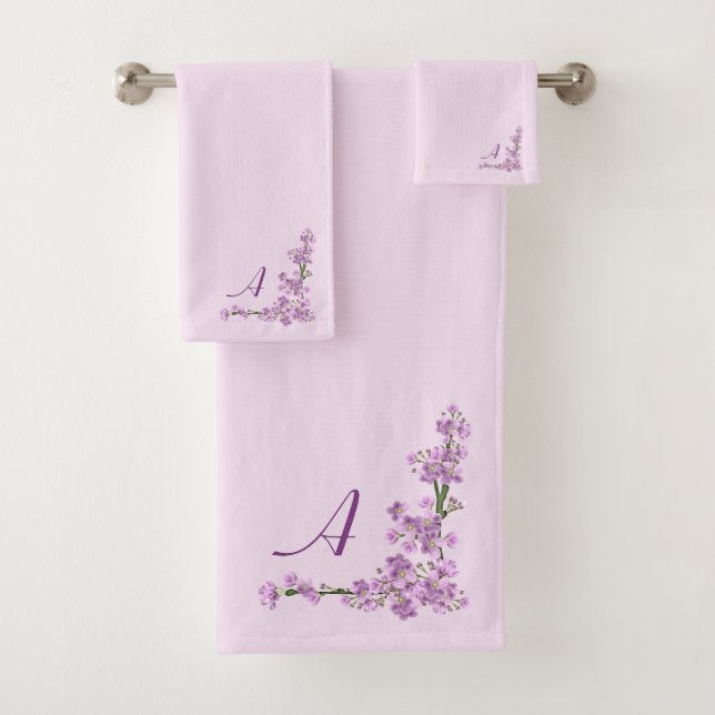 Pretty Pink Cherry Blossoms Bath Towel Set (Insitu)