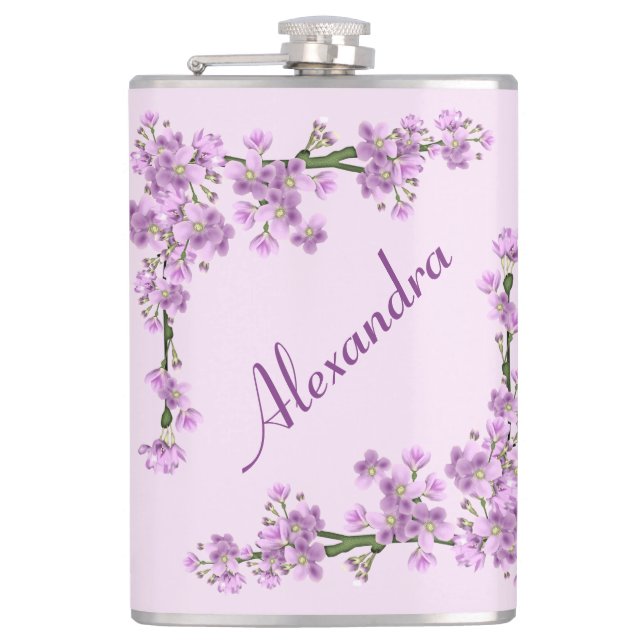 Pretty Pink Cherry Blossoms Flask (Front)