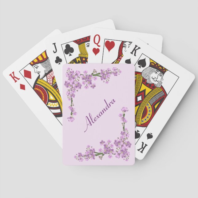 Pretty Pink Cherry Blossoms Poker Cards (Back)