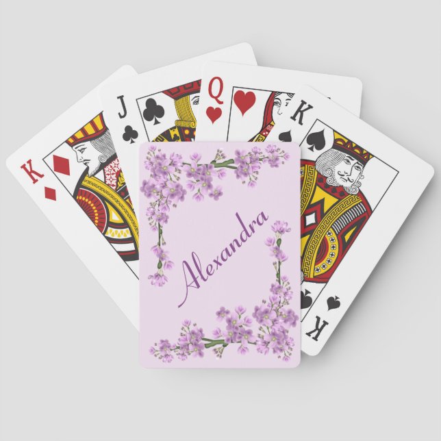 Pretty Pink Cherry Blossoms Poker Cards (Back)