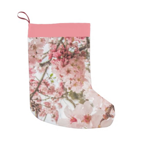 Pretty Pink Cherry Blossoms _ Small Christmas Stocking